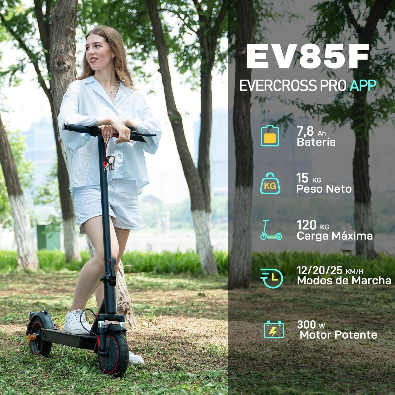 Tragbarer Elektroroller für Erwachsene – 630W Motor, bis zu 16 MPH, 18 Meilen Reichweite, 8,5″ Vollgummireifen, klappbar, LCD-Display, App-Steuerung, Dual-Scheibenbremsen - Imagen 7