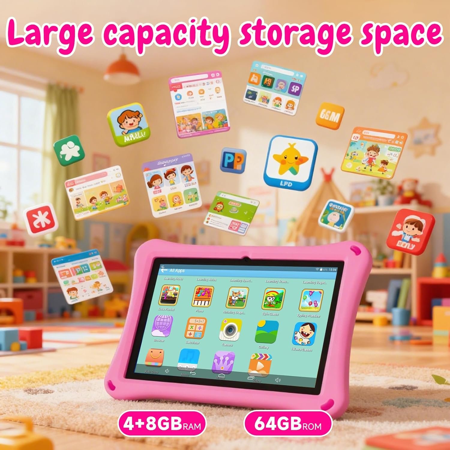 10.1 Inch Android Tablet, 1 Count Rechargeable Tablet with Parental Control, Educational & Entertainment Tablet with Shockproof Case for Boys & Girls - Image 6