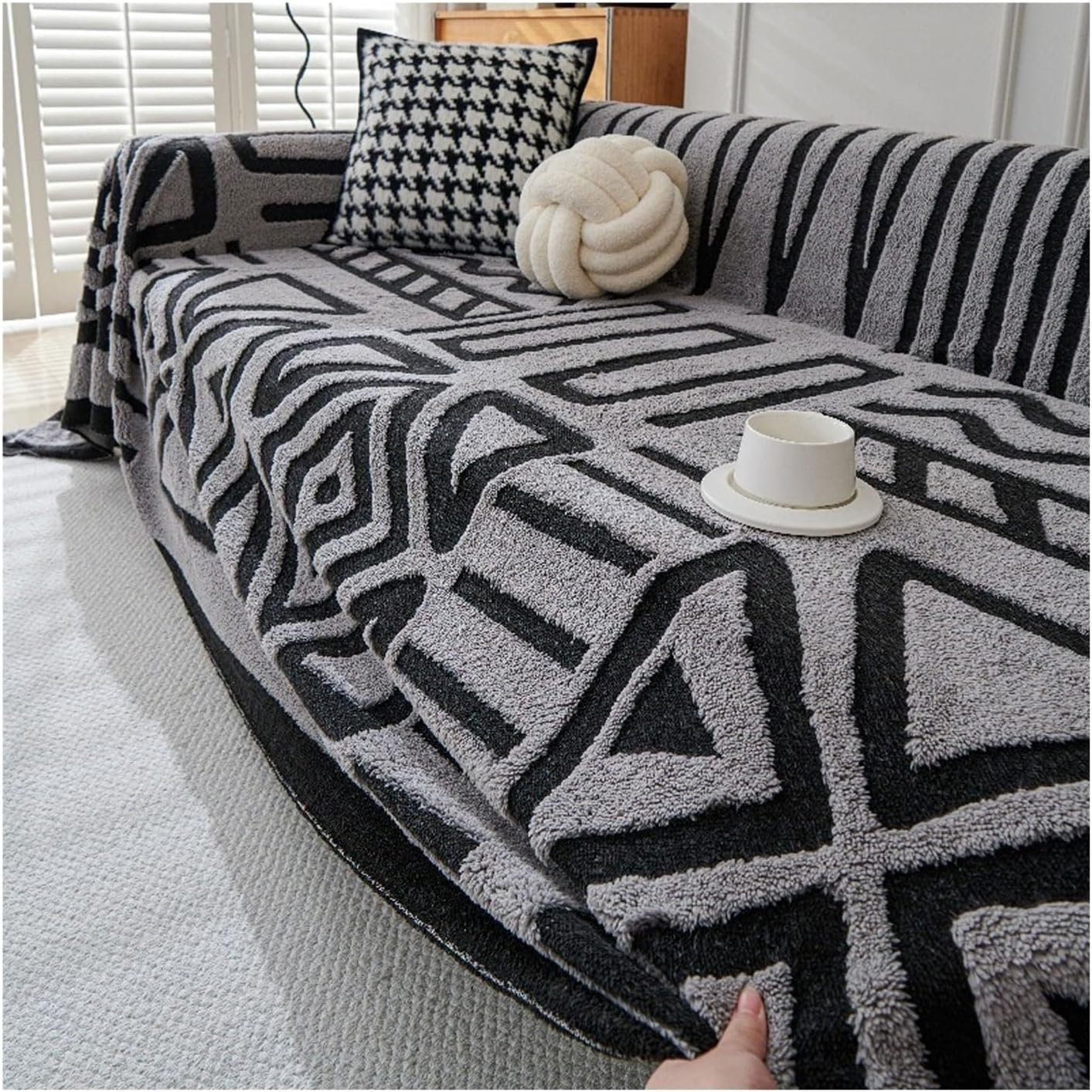 Geometric Pattern Sofa Cover, 1 Count Soft Comfortable Sofa Slipcover, Dustproof Sofa Protector for Home Living Room Office - Image 7