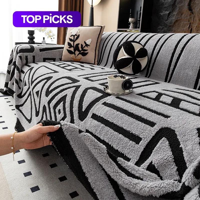 Geometric Pattern Sofa Cover, 1 Count Soft Comfortable Sofa Slipcover, Dustproof Sofa Protector for Home Living Room Office